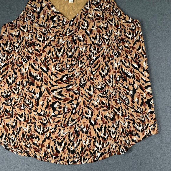 LOFT Outlet Womens M Brown V-Neck Spaghetti Strap Pullover Round Hem Tank Top - Picture 4 of 8